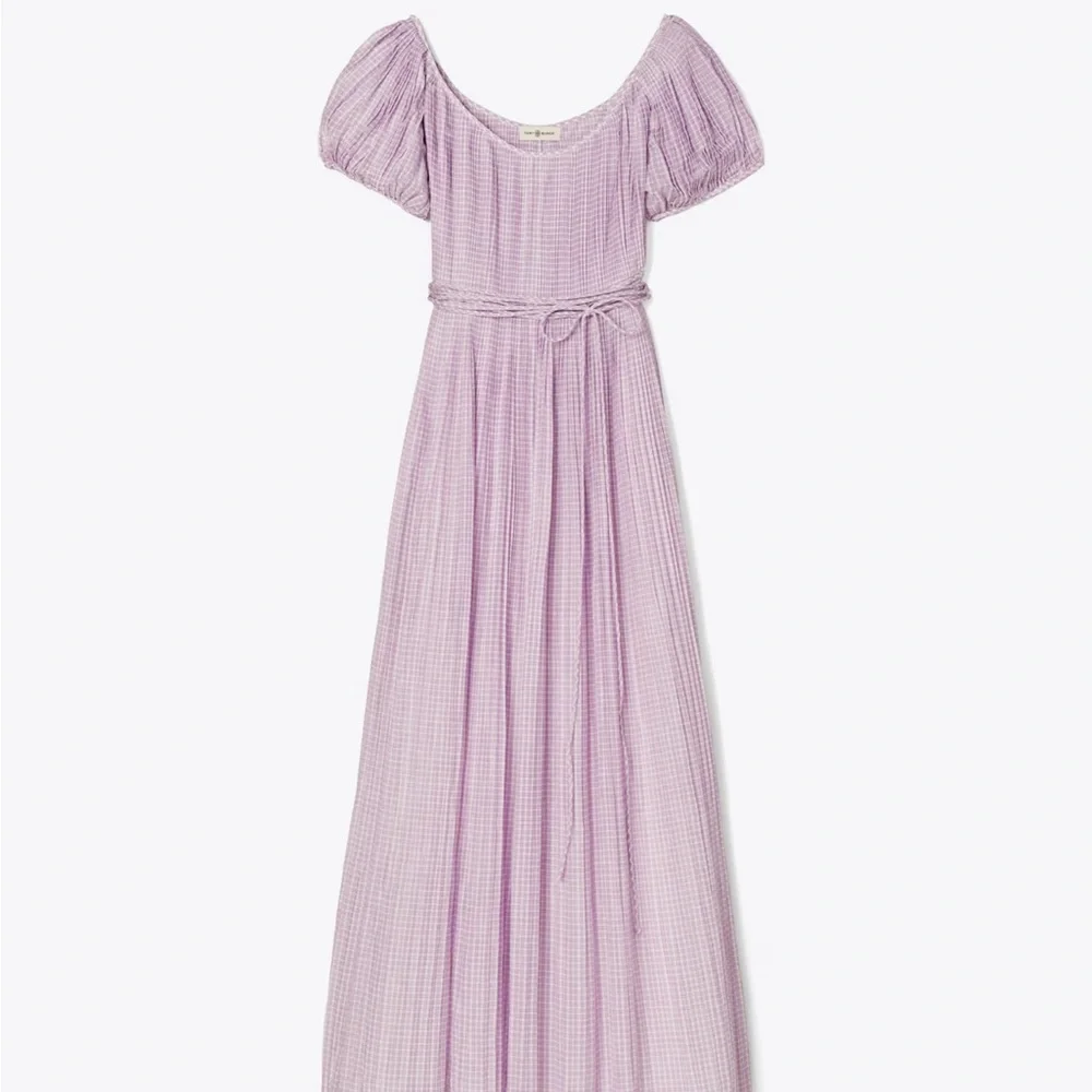 NWT! Tory Burch Purple Plaid Pleated Dress - Picture 3 of 6